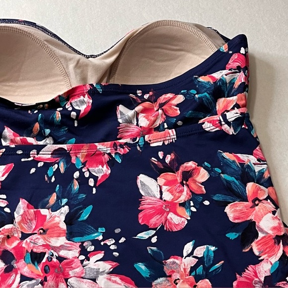 Merona Floral Strapless Top - Navy and Pink Size medium - Picture 5 of 8